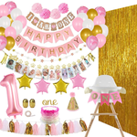 Baby Girl 1st Birthday Decorations Set