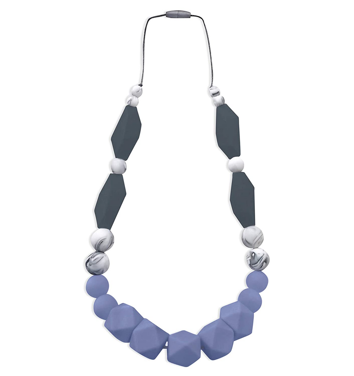Silicone Teething Necklace for Mom To Wear Blue Marble Grey