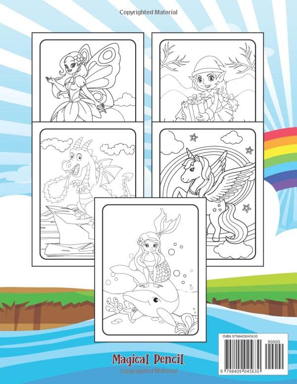 Magical Mythical Creatures Coloring Book for Kids Ages 4-8
