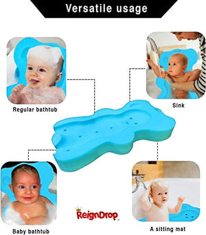 ReignDrop Baby Bath Sponge Mat (Blue Bear)
