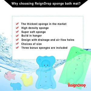 ReignDrop Baby Bath Sponge Mat (Green Frog)