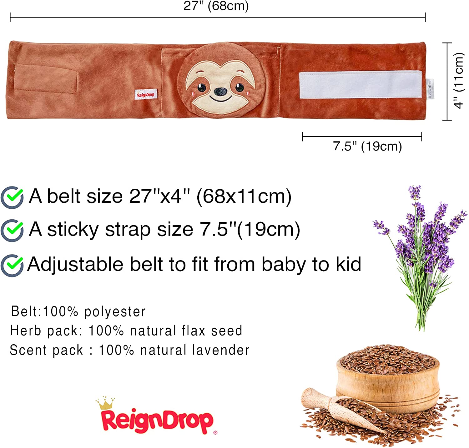 ReignDrop Colic Relief Belt for Newborns (Flax Seed and Lavender Pack)