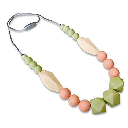 Silicone Necklace For Mom To Wear (Sage/Peach,/Ivory)