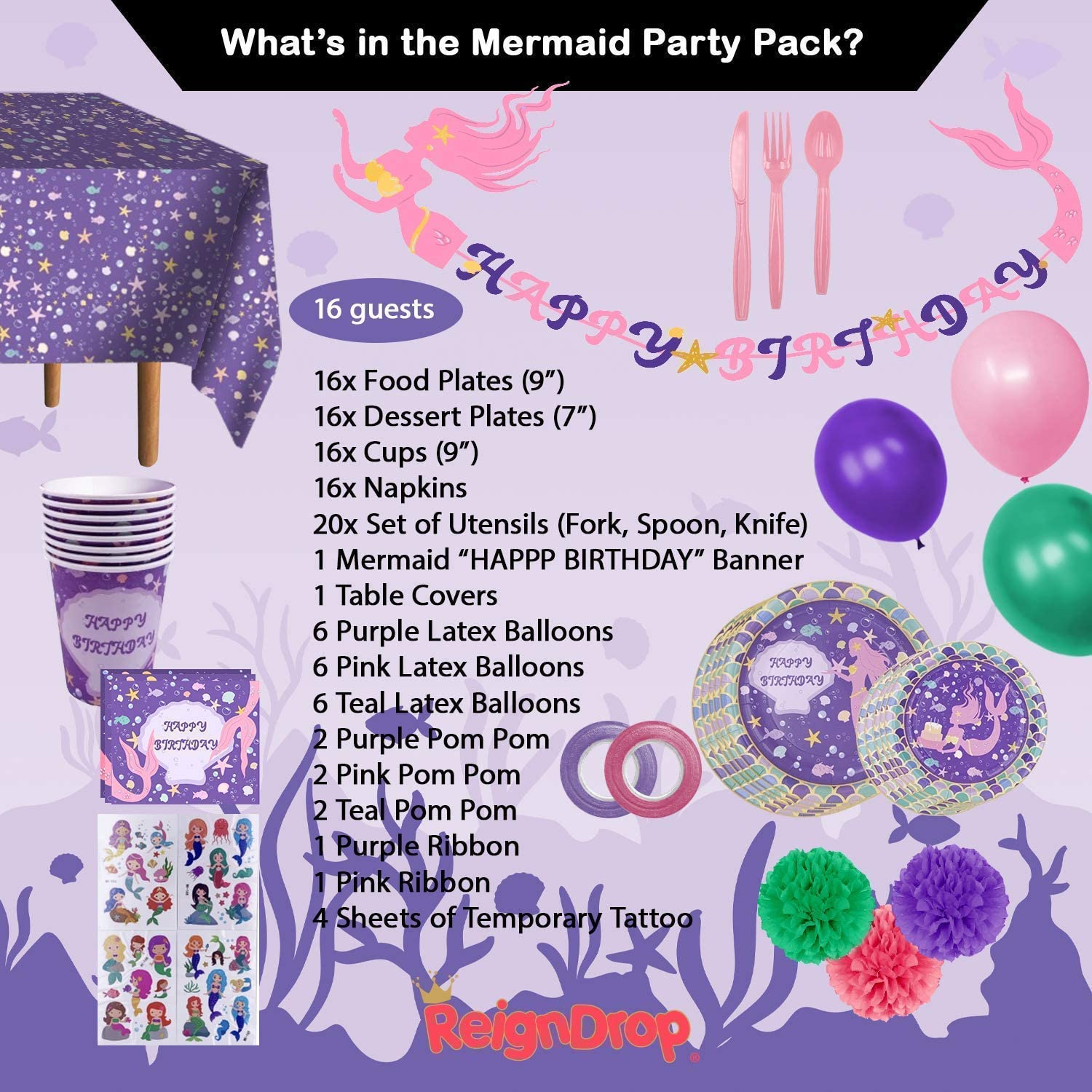 Mermaid Birthday Party Decorations Supplies – ReignDrop