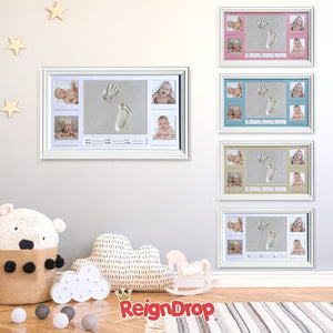 Personalized Baby Handprint & Footprint Keepsake Photo Frame Kit - Premium Non-Toxic Clay