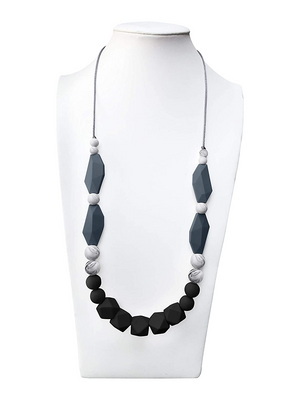 Silicone Teething Necklace for Mom To Wear (Black/Marble/Grey)