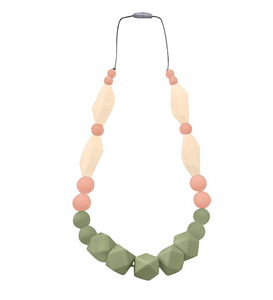 Silicone Teething Necklace for Mom To Wear (Sage,Peach,Ivory)